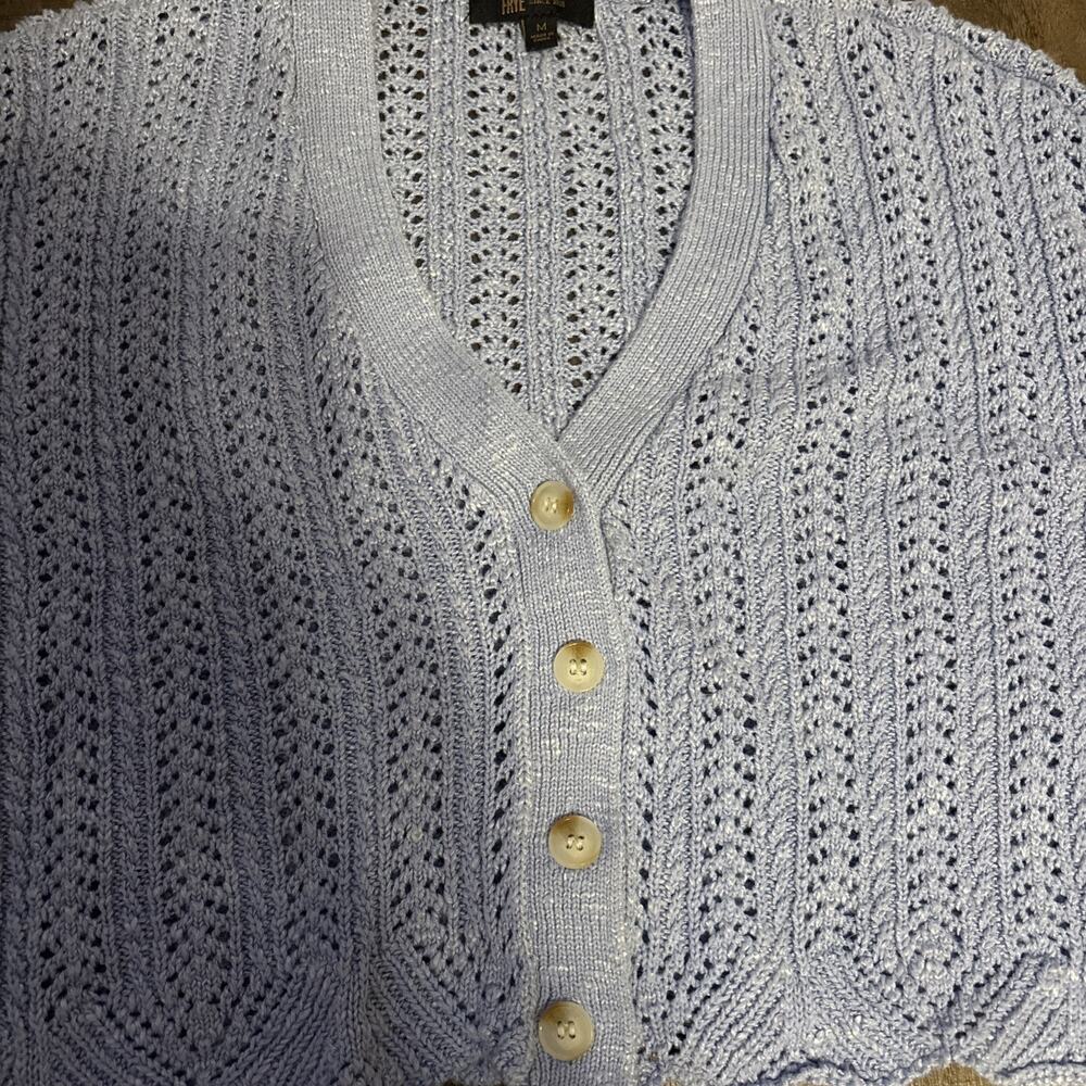 Frye Open‎ Knit Cardigan Blue Boho Medium - Picture 3 of 4